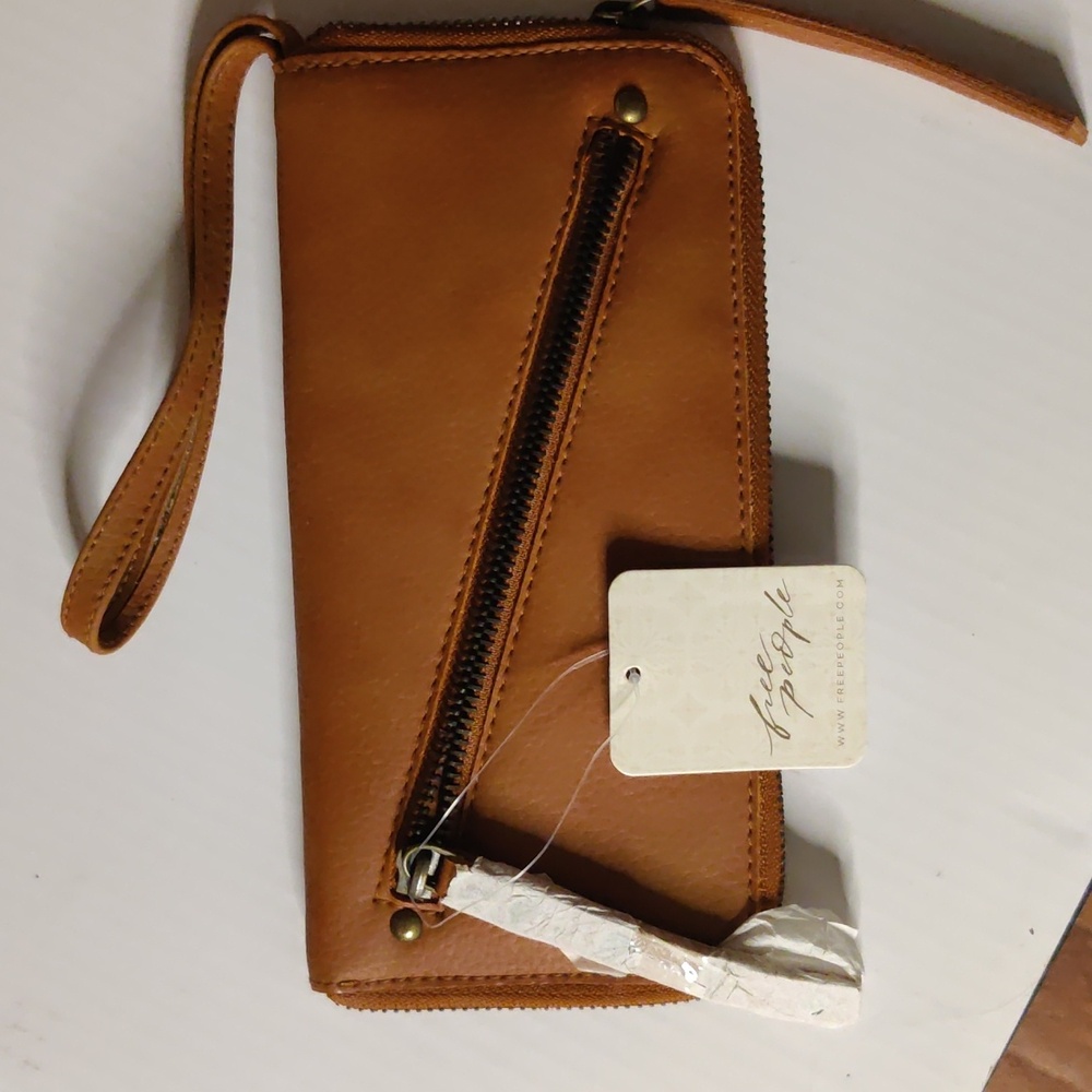 Free People Distressed Vegan Tan Wallets/Wristlet Nwt